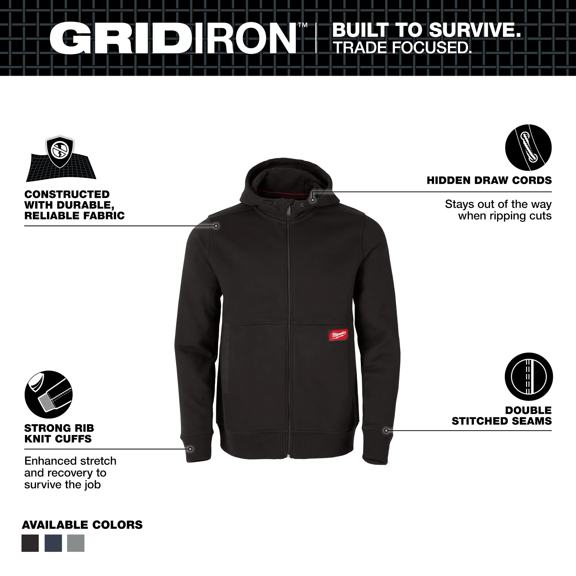 Sudadera con capucha con cremallera completa GRIDIRON™